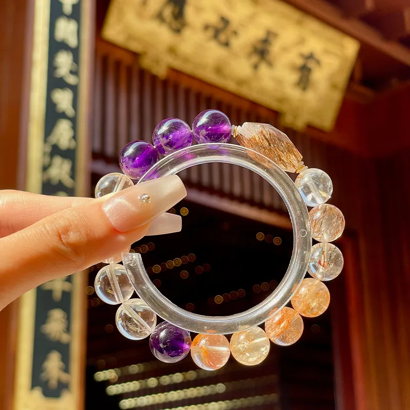 LUXLINE Natural Amethyst Bracelets Unisex-6