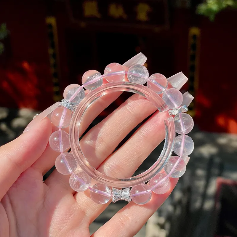 LUXLINE Natural Pink Crystal Jade Bracelets Women's-2