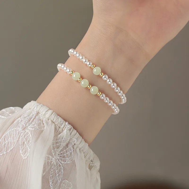 LUXLINE Bracelets Pale Greenish White Jade Women's-2
