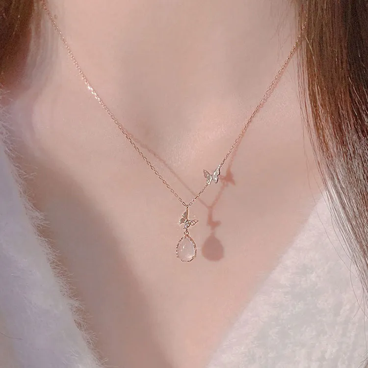 LUXLINE Natural Chalcedony Silver Necklace Women's-3