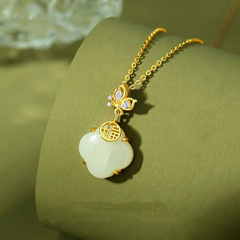 LUXLINE Hetian Jade Necklaces White Jade/Pale Greenish White Jade Women's-2