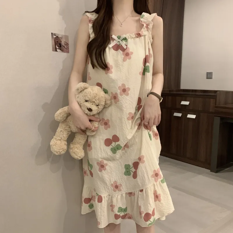 Sleep Nightgown, Students Dormitory Loungewear & Outerwear Ready Women's Apricot-2
