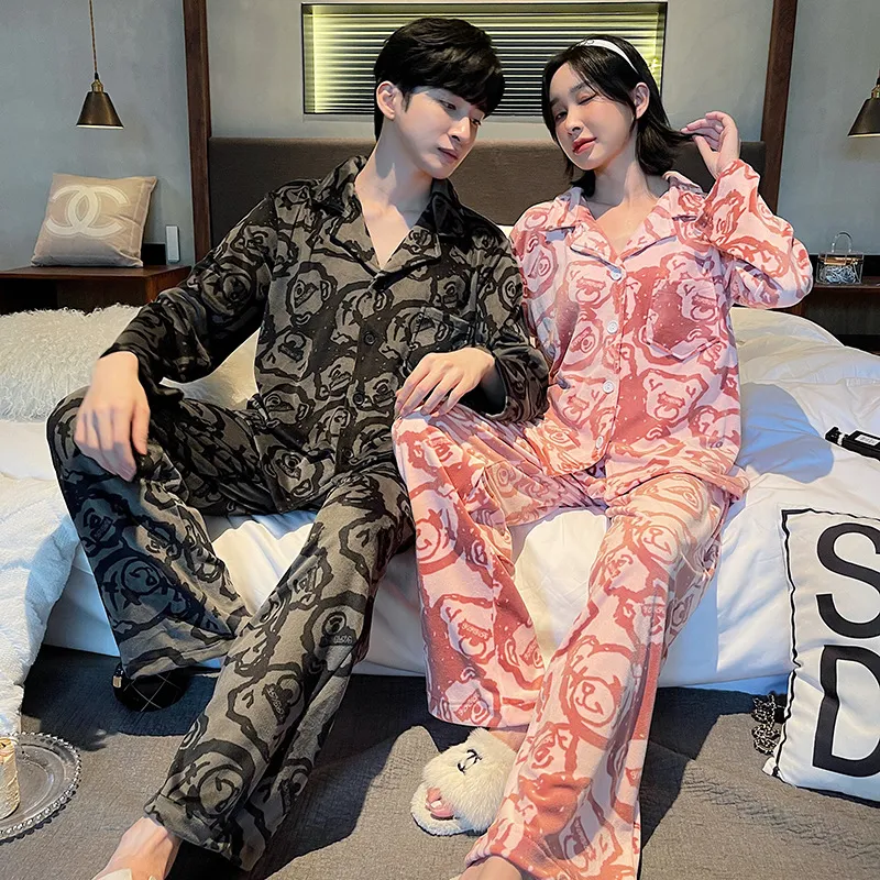 Sleep Students Dormitory Home Outerwear Ready Pajama Set Men's Black-4