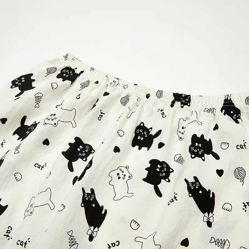 Sleep Pajama Set Women's Black White-6