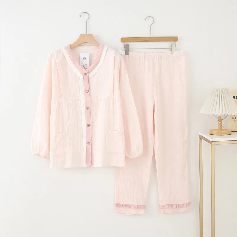 Sleep Students Dormitory Home Refreshing Pajama Set Outerwear Ready Fashion Versatile Loose Fit Women's Pink-3