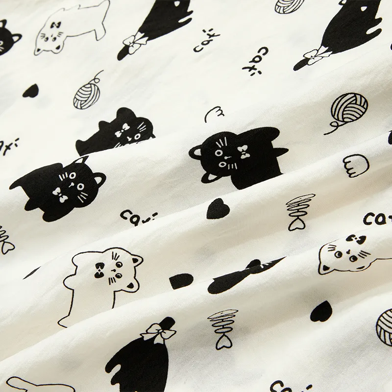 Sleep Pajama Set Women's Black White-5
