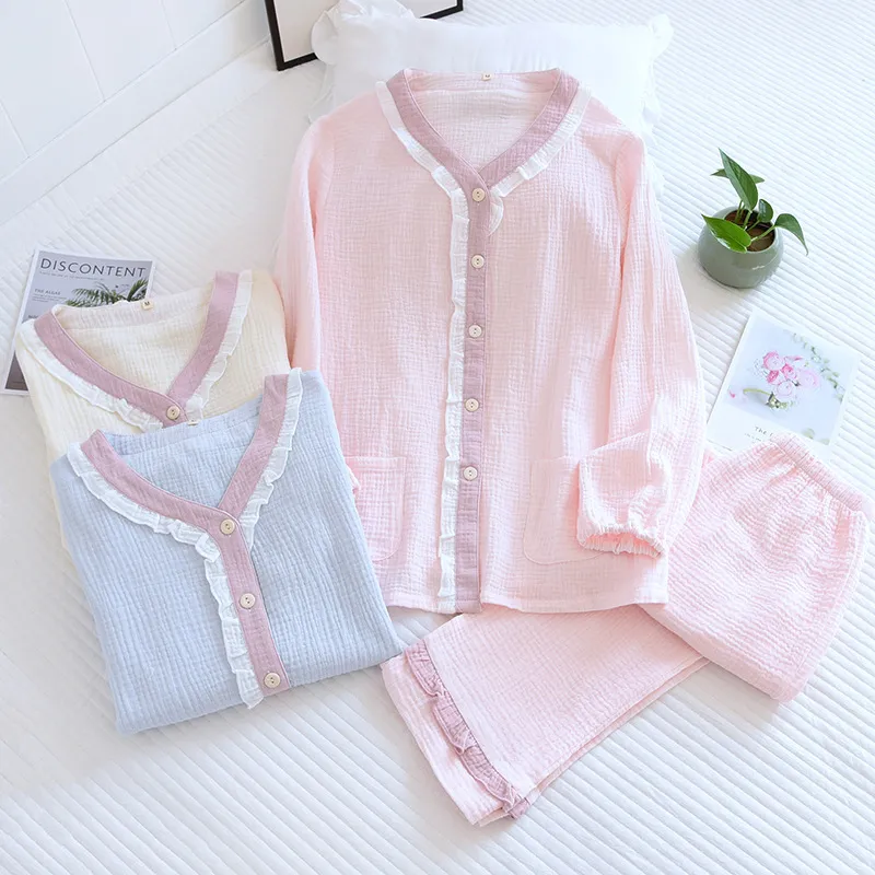 Sleep Students Dormitory Home Refreshing Pajama Set Outerwear Ready Fashion Versatile Loose Fit Women's Pink-6