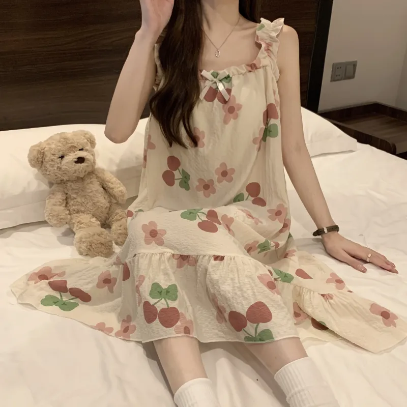 Sleep Nightgown, Students Dormitory Loungewear & Outerwear Ready Women's Apricot-4