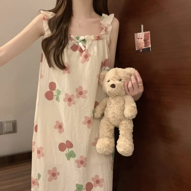 Sleep Nightgown, Students Dormitory Loungewear & Outerwear Ready Women's Apricot-3