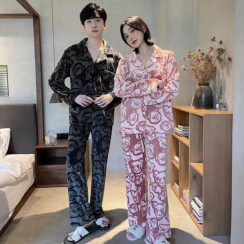Sleep Students Dormitory Home Outerwear Ready Pajama Set Men's Black-5