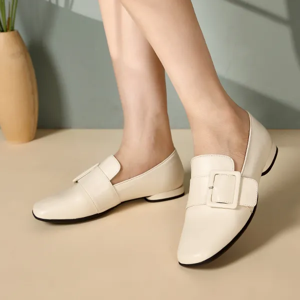 Satchi Loafers 1.5cm Women's Milk White-9