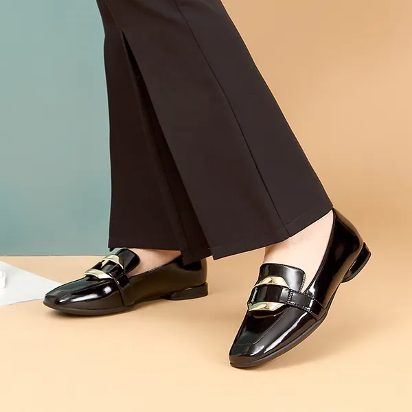Satchi Loafers 1.5CM Women's Black-8
