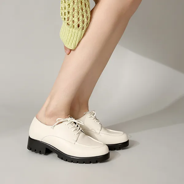 Satchi Casual Single Shoes 4cm Women's Milk White-6