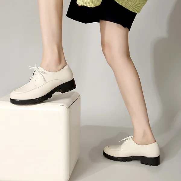 Satchi Casual Single Shoes 4cm Women's Milk White-8