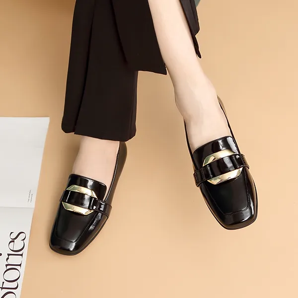 Satchi Loafers 1.5CM Women's Black-6