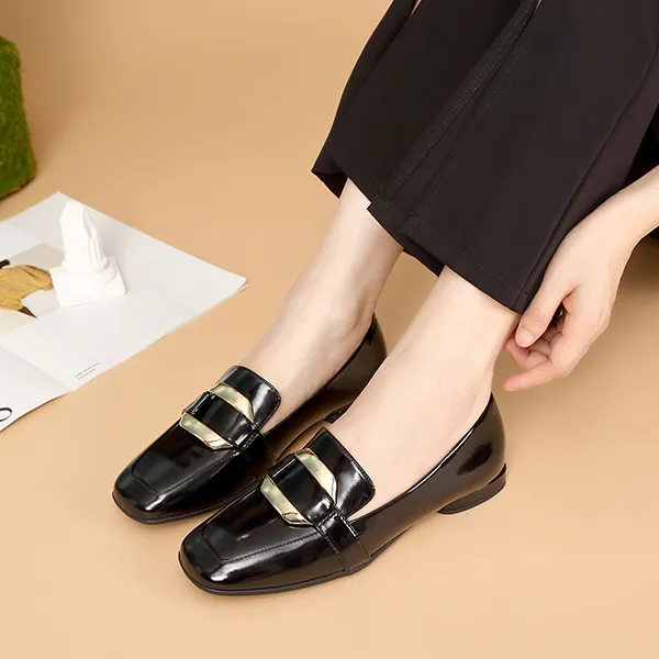 Satchi Loafers 1.5CM Women's Black-7