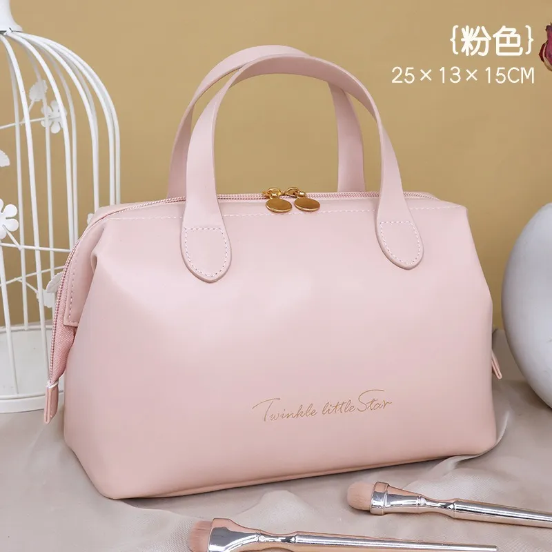 QEEDNS Portable Good Looking Large Capacity Premium Feel Portable PU Makeup Bags-3