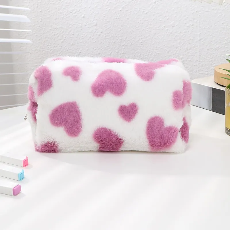 QEEDNS Instagram Style Cute Heart Plush Bag Make up Tools 1 Pc-3