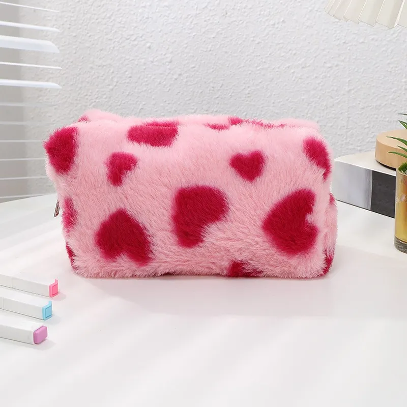 QEEDNS Instagram Style Cute Heart Plush Bag Make up Tools 1 Pc-1