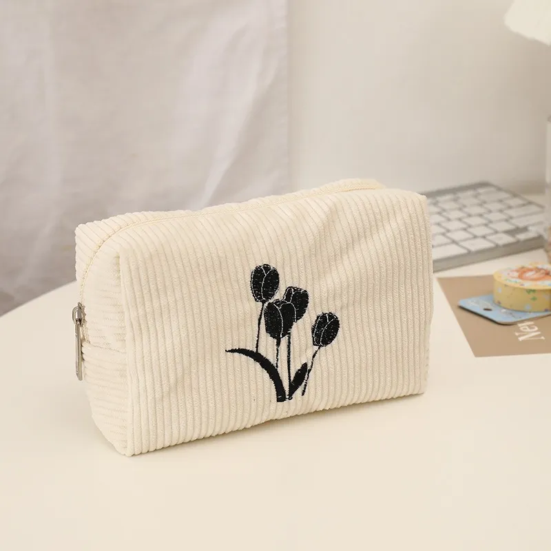 QEEDNS Instagram Style Floral Makeup Bags Portable Large Capacity-3