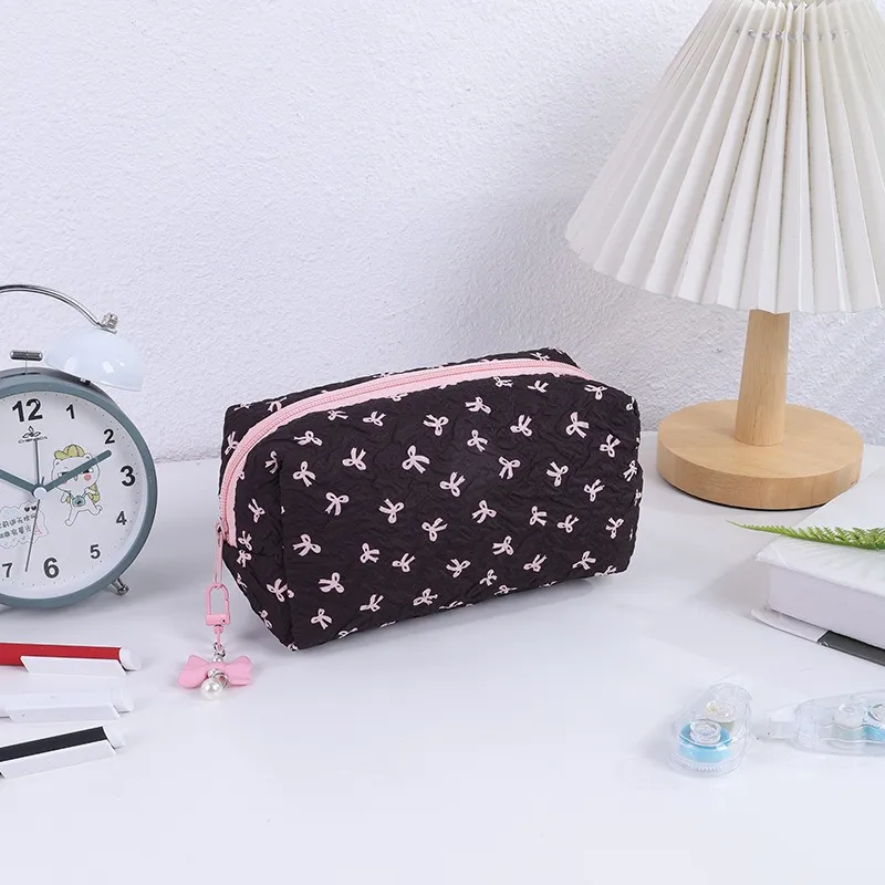 QEEDNS Cute Bowknot Makeup Bags Lightweight Large Capacity-5