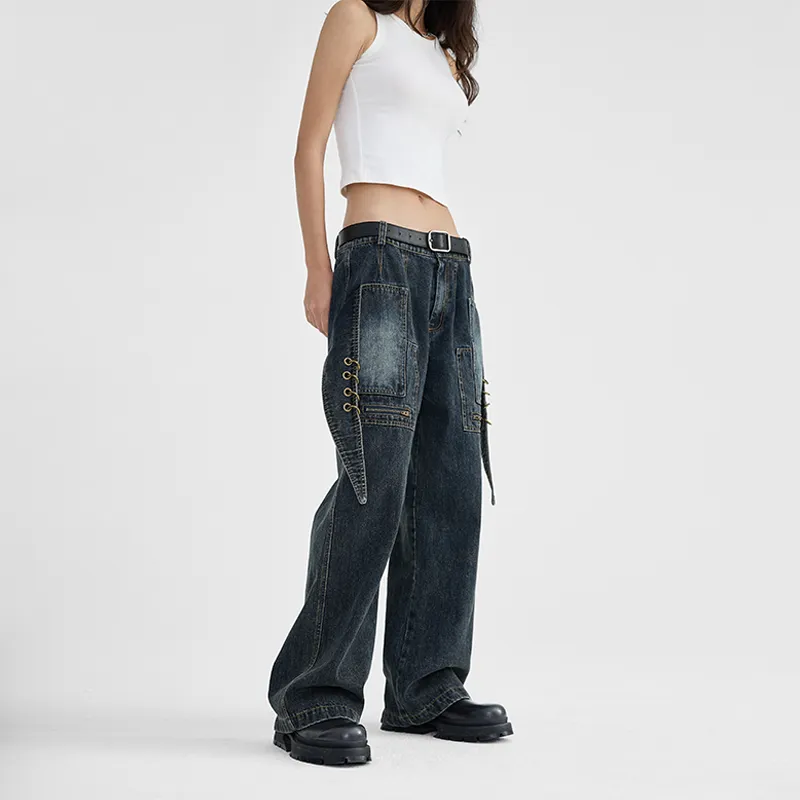 BENMYSHOWER Jeans Unisex Navy Blue-3