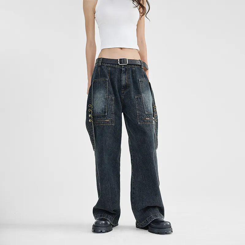 BENMYSHOWER Jeans Unisex Navy Blue-2