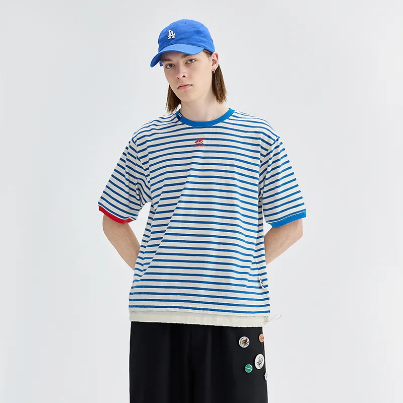 BENMYSHOWER T Shirt Unisex Blue White Stripes-2