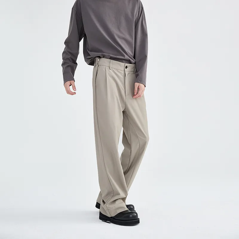 BENMYSHOWER Casual Pants Unisex Khaki-4