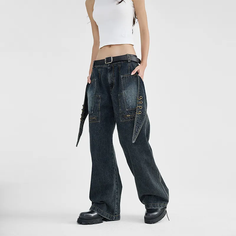 BENMYSHOWER Jeans Unisex Navy Blue-5
