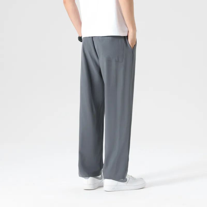 American Sports Solid Color Preppy Style, Plus Size Loose Fit, Quick Dry Soft Casual Pants Unisex-17