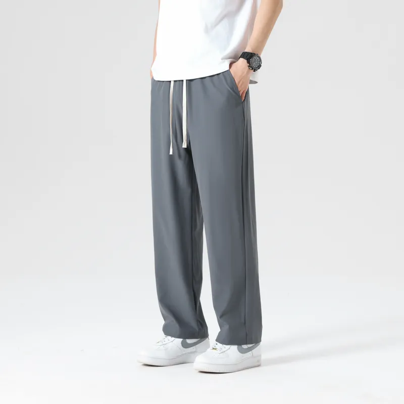 American Sports Solid Color Preppy Style, Plus Size Loose Fit, Quick Dry Soft Casual Pants Unisex-13