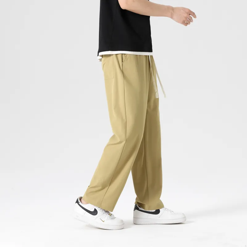 American Sports Solid Color Preppy Style, Plus Size Loose Fit, Quick Dry Soft Casual Pants Unisex-27