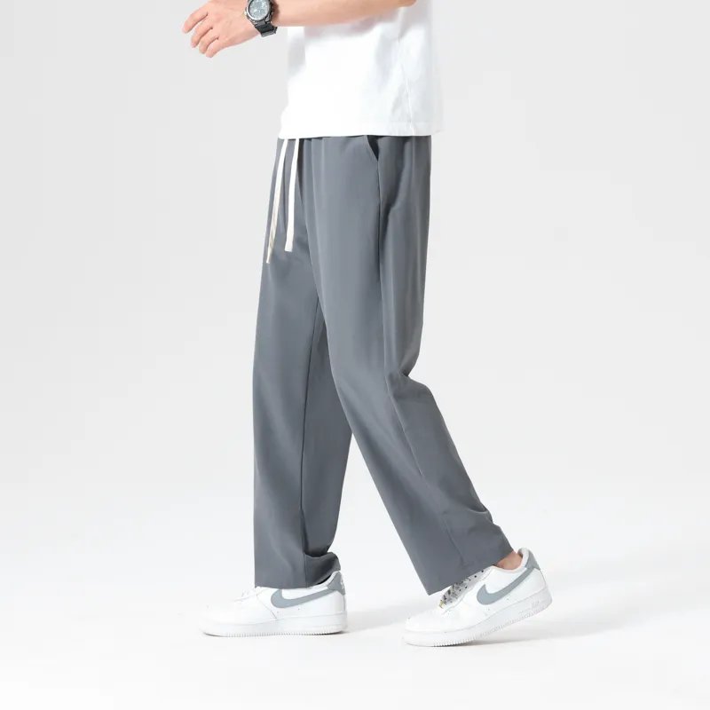 American Sports Solid Color Preppy Style, Plus Size Loose Fit, Quick Dry Soft Casual Pants Unisex-16