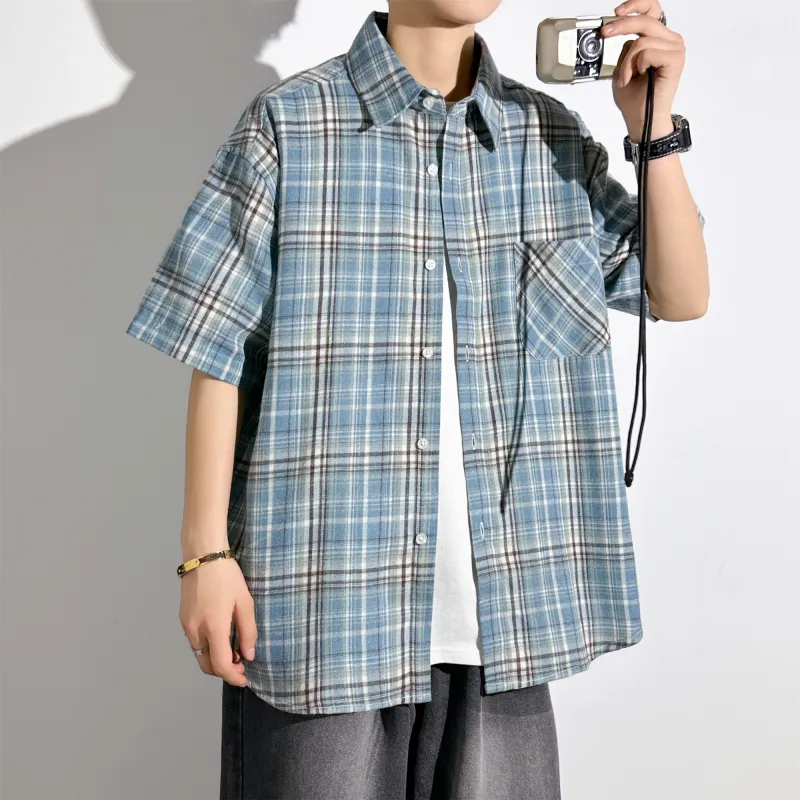 Lightning X Storm Shirt Unisex Blue White Plaid-2