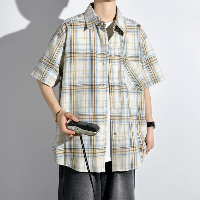 Lightning X Storm Shirt Unisex Yellow White Plaid-3