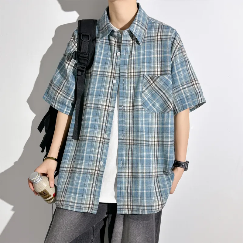 Lightning X Storm Shirt Unisex Blue White Plaid-4