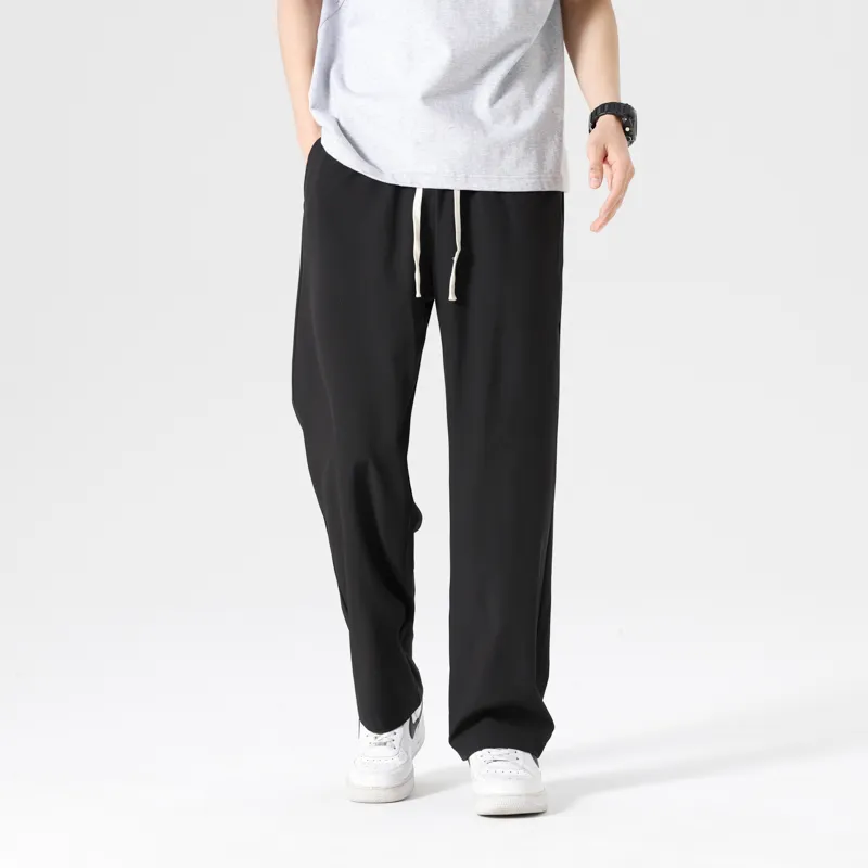 American Sports Solid Color Preppy Style, Plus Size Loose Fit, Quick Dry Soft Casual Pants Unisex-4