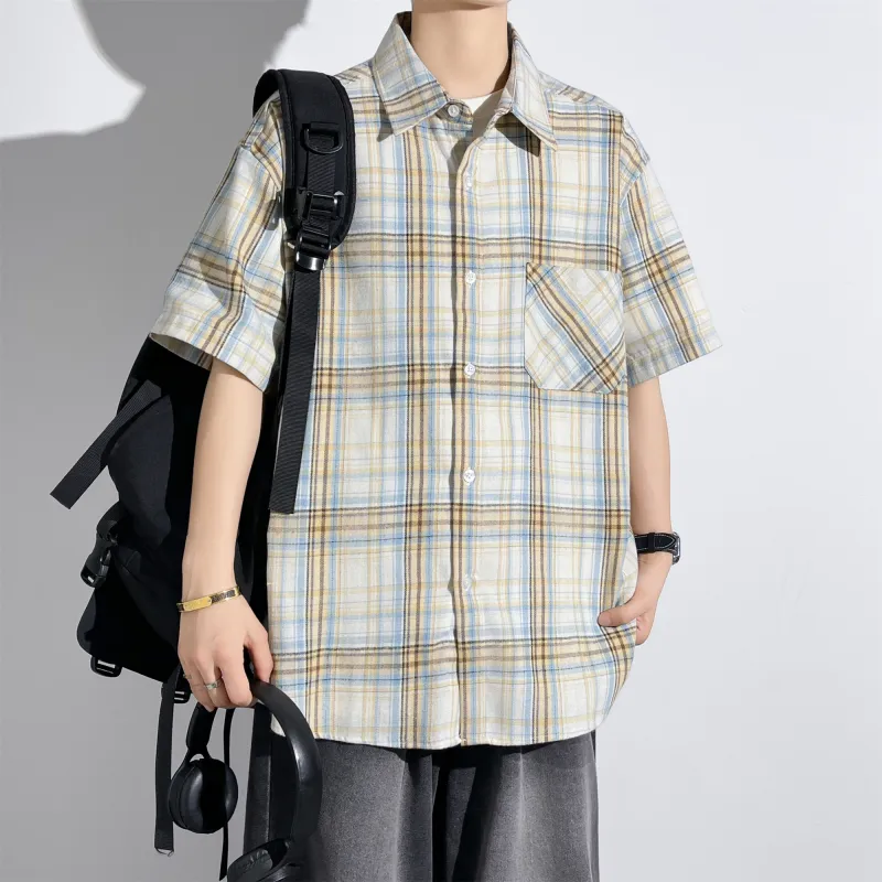 Lightning X Storm Shirt Unisex Yellow White Plaid-5