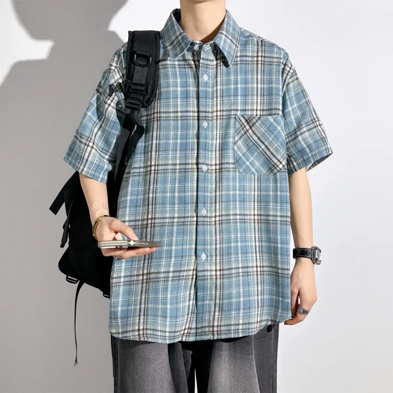 Lightning X Storm Shirt Unisex Blue White Plaid-5