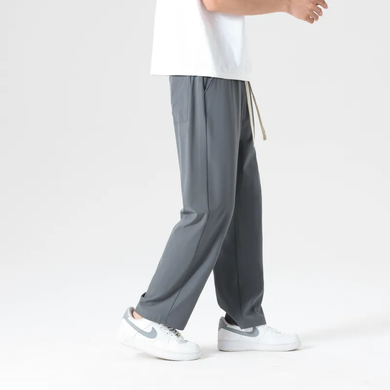 American Sports Solid Color Preppy Style, Plus Size Loose Fit, Quick Dry Soft Casual Pants Unisex-14