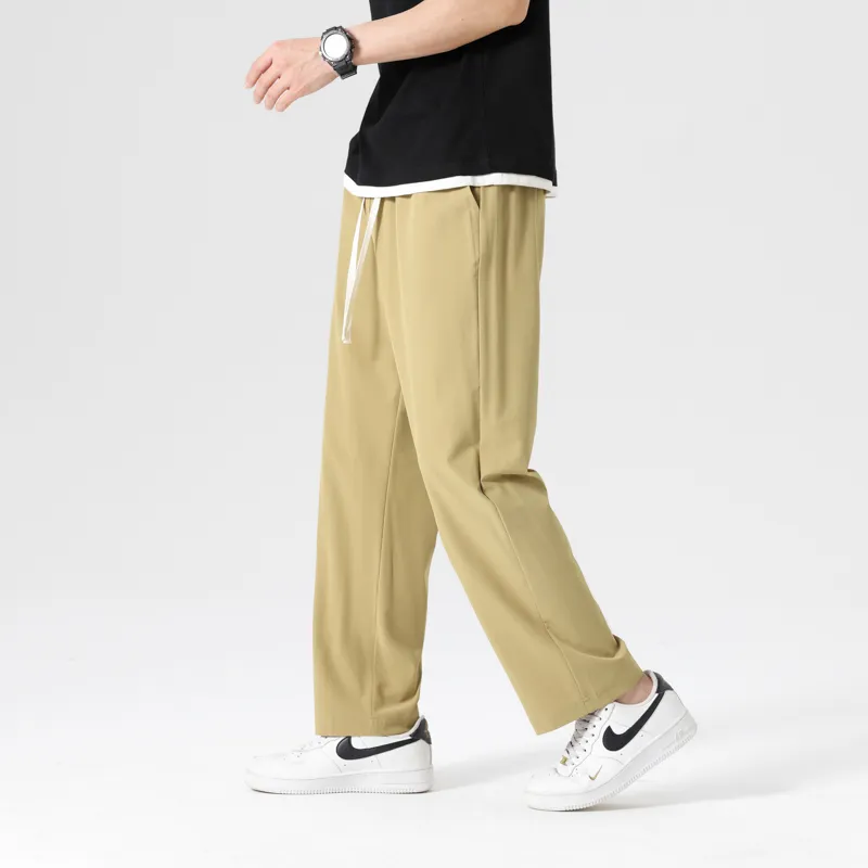 American Sports Solid Color Preppy Style, Plus Size Loose Fit, Quick Dry Soft Casual Pants Unisex-25
