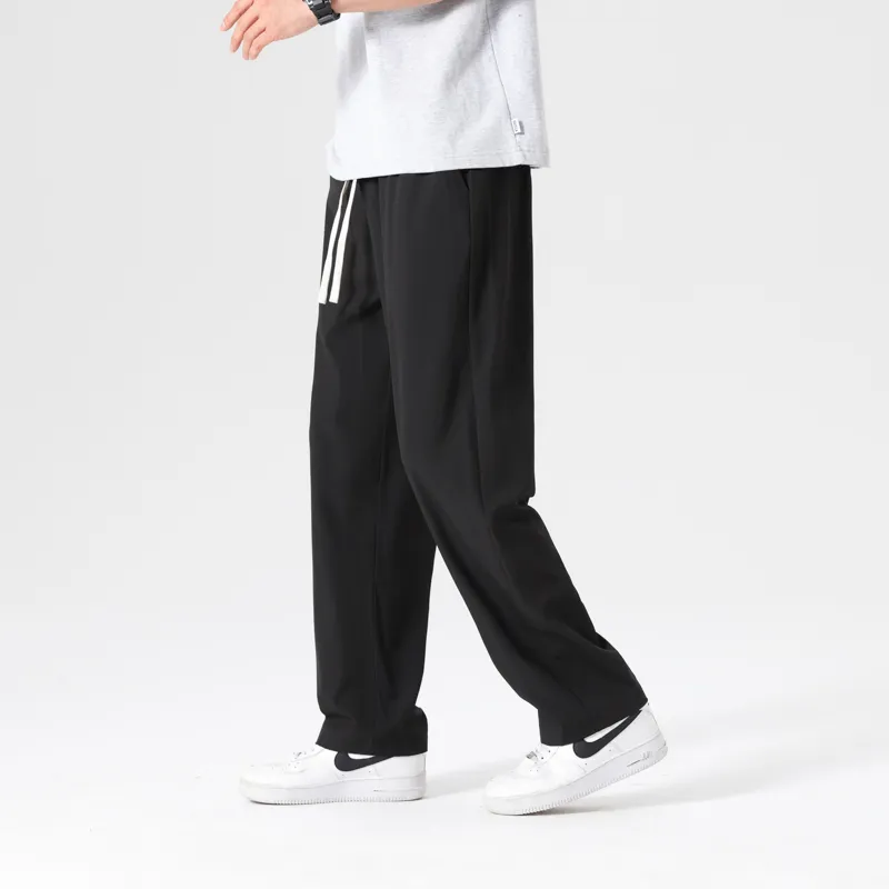 American Sports Solid Color Preppy Style, Plus Size Loose Fit, Quick Dry Soft Casual Pants Unisex-2