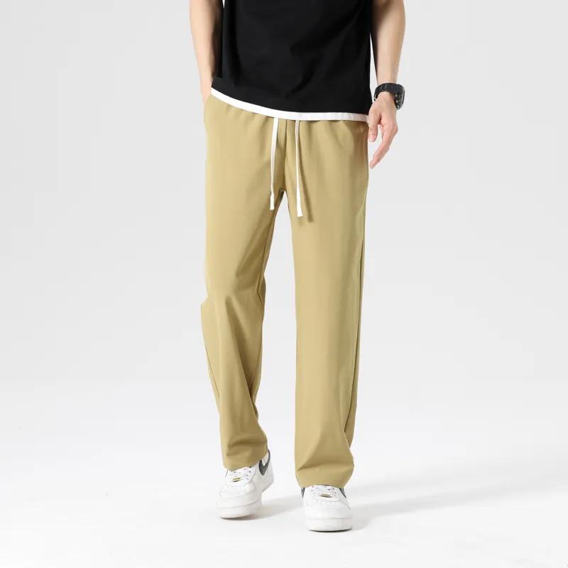 American Sports Solid Color Preppy Style, Plus Size Loose Fit, Quick Dry Soft Casual Pants Unisex-24