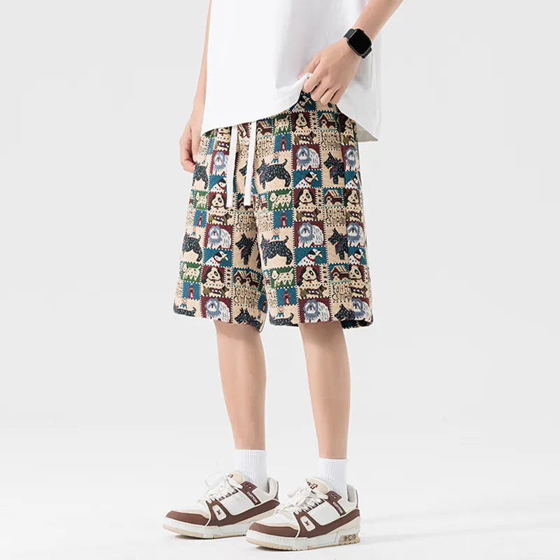 SIL VITIN Casual Shorts Unisex Embroidery Dog-2