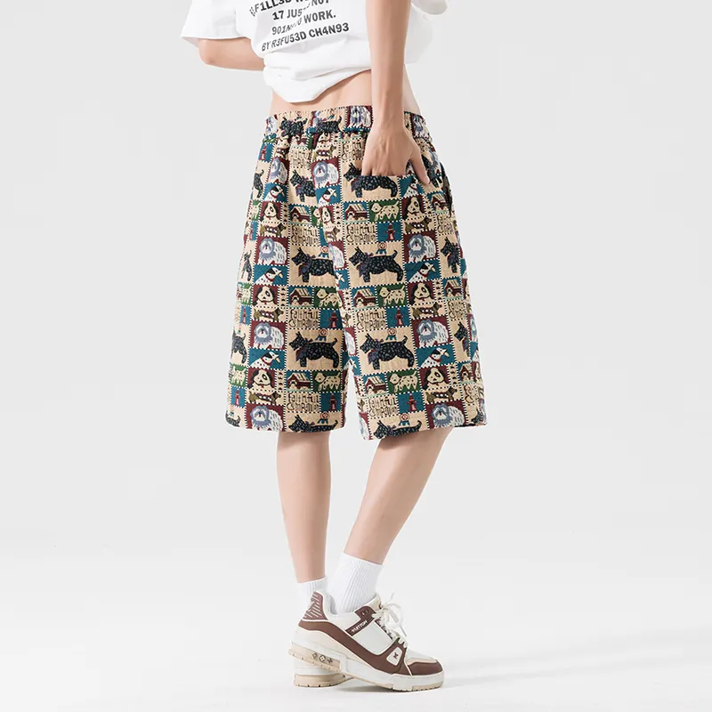 SIL VITIN Casual Shorts Unisex Embroidery Dog-4