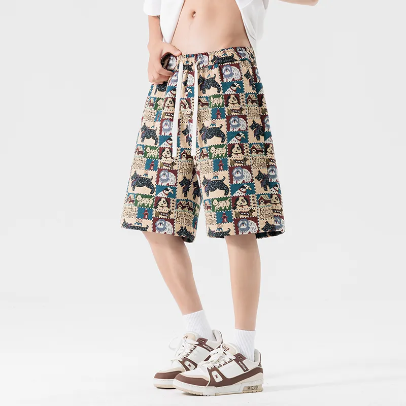 SIL VITIN Casual Shorts Unisex Embroidery Dog-3