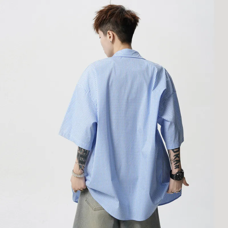 SIL VITIN Shirt Unisex Light Blue Plaid-4