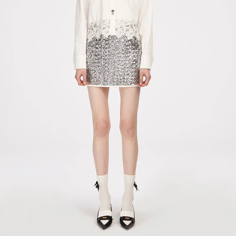 HERLIAN Casual Short Skirts Women's Silver-2