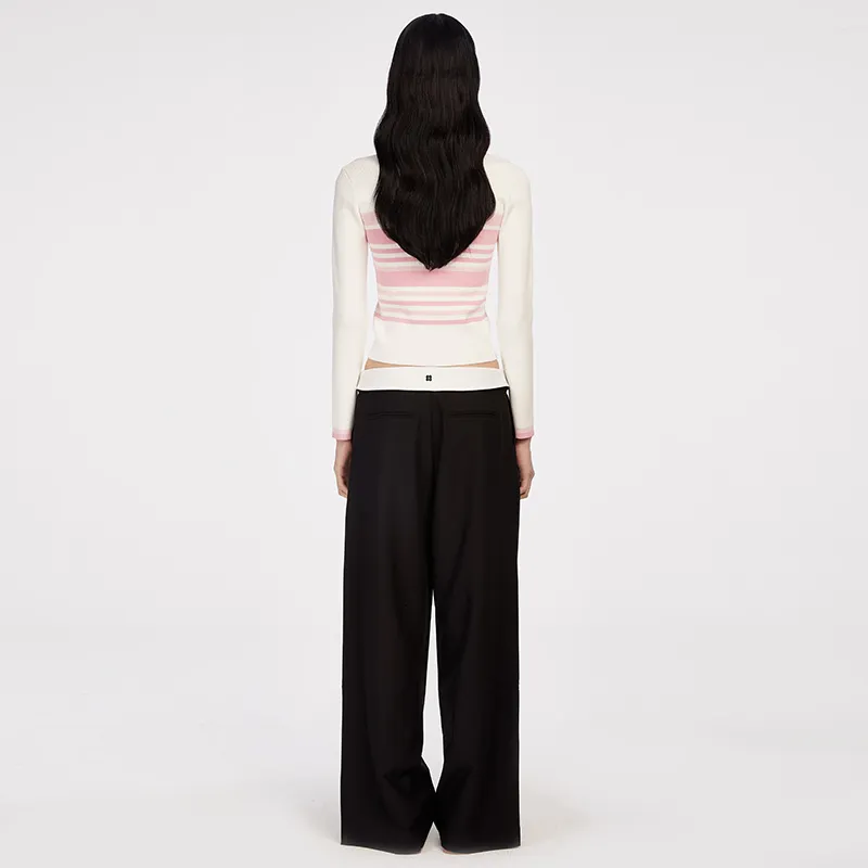 HERLIAN Knitwear Women's Pink With White Stripes-2